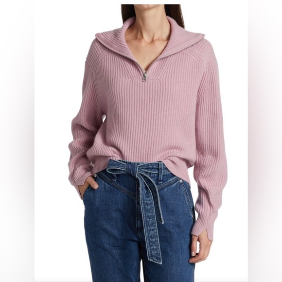 rag & bone Sweaters - Rag & Bone Pierce Cashmere 1/2 Zip Sweater in Light Pink. Size Large.
